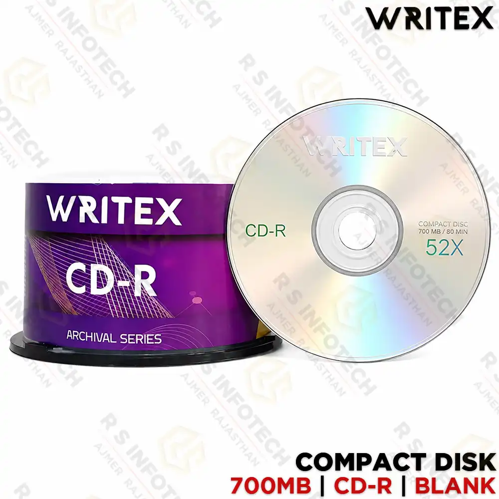 WRITEX CD-R 700MB 52X COMPACT DISC RECORDABLE PACK OF (50PCS)
