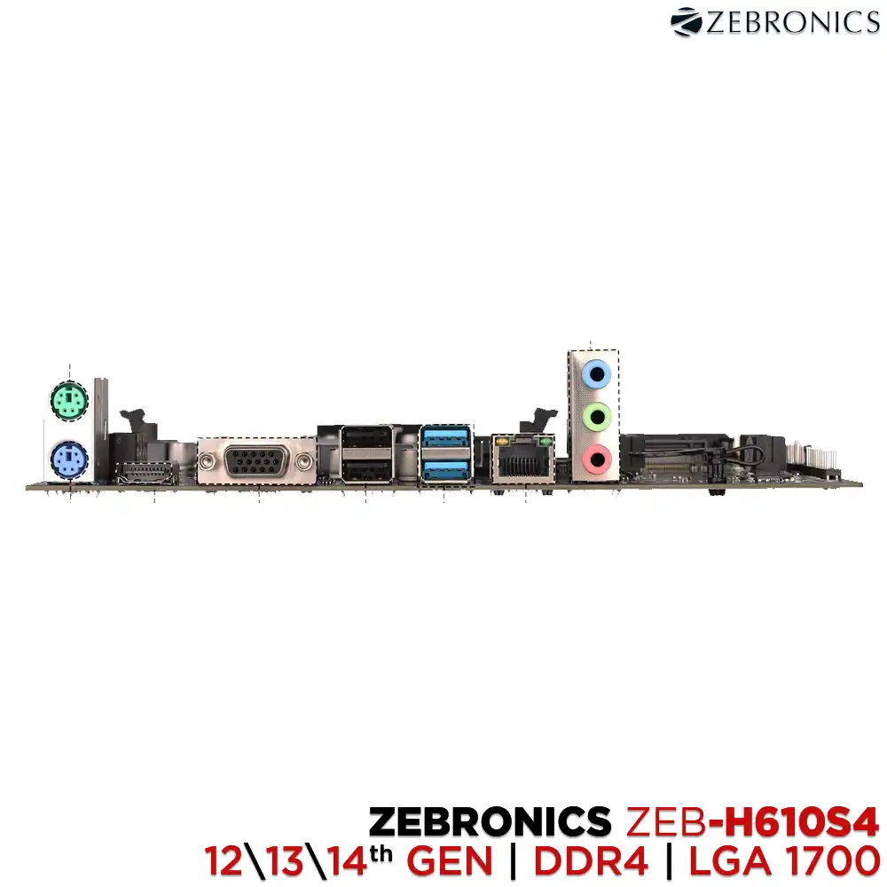 ZEBRONICS ZEB-H610S4 12TH/13/14TH GEN MOTHERBOARD | LGA1700 | DDR4 | M.2 NVME | USB 3.2 | (2 YEAR)