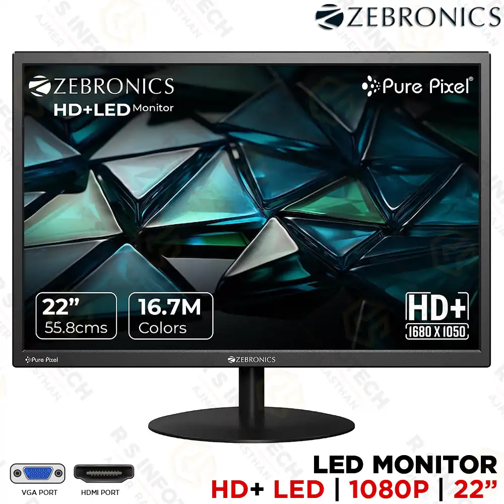ZEBRONICS ZEB-V22HD+ 22" HD+ LED MONITOR 1680X1050 HDMI/VGA | 5MS (1 YEAR)